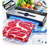 Machine Sous Vide - 90 KPA - 7 Modes - Coupeur Intégré - Aspiration Externe - Boîte De Rangement - Aspiration : 5 L/Min - 5M+5 Sacs