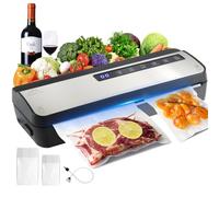 Machine Sous Vide Alimentaire Aliments Secs et Humides Machine à vide Appareil Cutter Intégré, Sous Videuse Alimentaire, Sacs Sous Vide et Tuyau Inclus Appareil Sous Vide Alimentaire (Argent)