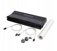Machine Sous Vide Alimentaire Huslog 125W, 6,5L/min, Soudeuse 30cm pour Aliments Secs & Humides, Compatible Sous-Vide, 2 Rouleaux Inclus (3m x 28cm), Tuyau d’Aspiration & Adaptateurs, Noir
