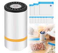 Machine Sous Vide Alimentaire,Mini Machine à Emballer Sous Vide Portable,Pompe à Vide Alimentaire Cuisine Automatique avec 15 Sacs Réutilisables,Mini Sous Videuse Alimentaire pour Conservation Aliment