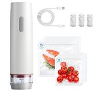 Machine Sous Vide Alimentaire Portable, Scelleuse Portable, Sous Videuse Alimentaire Automatique avec 30 Sacs Sous Vide Réutilisables, pour Sous Vide et Stockage Aliments