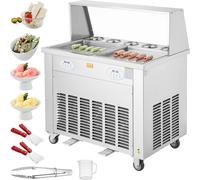 VEVOR Machine à Glace Roulée Plancha à Glace en Rouleau 2 Casseroles de 38x38 cm