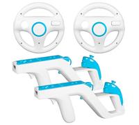 Machine-Ya Wii Zapper Gun et volant compatibles avec Nintendo Wii et Wii U Remote Game (lot de 2, blanc)