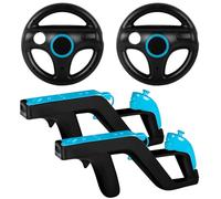 Machine-Ya Wii Zapper Gun et volant compatibles avec Nintendo Wii et Wii U Remote Game (lot de 2, noir)