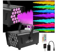 Machines a Fumée avec 18 LED Lumières Colorées, 500W Machine à Brouillard Portable, avec Télécommande et Pulvérisation Automatique