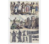 Machines de guerre d'armes et costumes des Assyriens et Babyloniens Après une illustration du XIXe siècle par Friedrich Hottenroth Ken Welsh Poster imprimé (13x17)