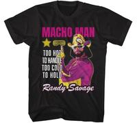 Macho Man Randy Savage Too Hot to Handle Mens Black Short Sleeve T Shirt 80s Wrestling Graphic Tees Manches Courtes(3X-Large)