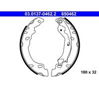 ATE Jeu de mâchoires de frein 03.0137-0462.2 arrière pour FIAT Panda/500 et Ford
