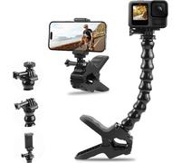 Mâchoires flexibles de 22 cm avec pince de téléphone,support à clip col de cygne avec vis 6,35 mm pour GoPro Hero 13 12 11 10 9 8 7 6 5 4 pour Insta360 ONE X2,X3,X4