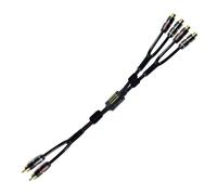 MACHSWON Câble répartiteur RCA blindé pour caisson de basses audio vidéo 2 mâles vers 4 femelles double haut-parleur Y adaptateur connecteur cordon d'extension plaqué or 24 carats 1,5 m