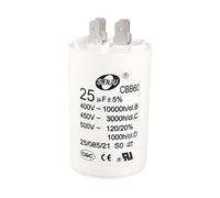 MACHSWON CBB60 Condensateur double 25 µF 450 V CA 25/085/21 ±5 % 50/60 Hz Cylindre 73 x 44 mm Blanc