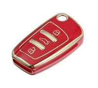 MACHSWON Coque de clé de voiture à 3 boutons en TPU pour Audi Q3 2015-2020 pour Audi A1 A3 Q7 TT Rouge