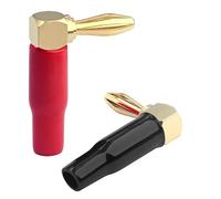 MACHSWON Fiches bananes à angle droit plaqué or 24 carats à 90 degrés double vis de verrouillage pour câble de haut-parleur, home cinéma, plaque murale, récepteur audio/vidéo et systèmes audio (5