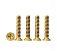 MACHSWON Lot de 10 vis M4 à tête fraisée cruciforme en laiton M4 x 20 mm Vis à tête plate filetée cruciforme à tête fraisée en cuivre