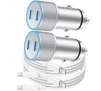 MACHSWON Lot de 2 adaptateurs de chargeur de voiture à double port USB C de 40 W avec 2 câbles USB C vers USB C de 90 cm pour iP-hone 15/15 Pro Max