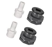 MACHSWON Lot de 2 adaptateurs de réservoir de cloison en PVC G3/4 avec bouchon et raccord de tuyau barbelé OD de 16 mm pour barils de pluie, réservoirs d'eau, bassins