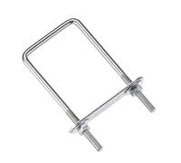 MACHSWON Lot de 2 boulons en U carrés en acier M6 - Largeur intérieure : 150 mm - Longueur avec écrous et plaque de cadre pour automobiles, bateaux, remorques