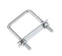 MACHSWON Lot de 2 boulons en U carrés en acier M8 60 mm de largeur intérieure 100 mm de long avec écrous et plaque de cadre pour automobiles, bateaux, remorques