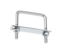 MACHSWON Lot de 2 boulons en U carrés en acier M8 82 mm de largeur intérieure 75 mm de long avec écrous et plaque de cadre pour automobiles, bateaux, remorques