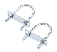 MACHSWON Lot de 2 boulons en U ronds M8 en alliage d'acier plaqué zinc 45 mm de largeur intérieure 100 mm de long avec écrous et plaque de cadre pour automobiles, bateaux, remorques