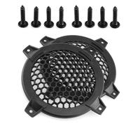 MACHSWON Lot de 2 housses de gril rondes en plastique ABS noir de 10,2 cm pour haut-parleur audio de voiture, gril de caisson de basses