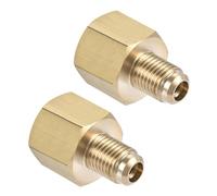 MACHSWON Lot de 2 raccords de tuyau en laiton, filetage femelle SAE évasé mâle 1/4 SAE 3/8, adaptateur de tuyau pour climatiseur, réfrigérateur