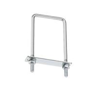 MACHSWON Lot de 4 boulons en U carrés en acier M8 60 mm de largeur intérieure 150 mm de long avec écrous et plaque de cadre pour automobiles, bateaux, remorques