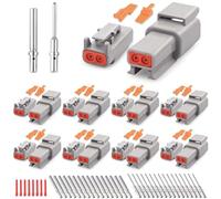 MACHSWON Lot de 8 connecteurs électriques étanches à 2 broches avec contacts solides de taille 20 à 22 AWG 16 paires ST6330-201 Deutsch DTM Kit de connecteurs électriques automobiles pour camion