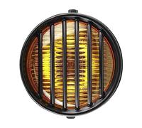 MACHSWON Phare avant de moto universel de 14,5 cm, 35 W 12 V, boîtier noir rétro, phare avant de moto, lampe halogène avec support, lentille ambrée