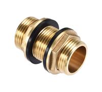 MACHSWON Raccord de cloison, G1 mâle, adaptateur de tuyau avec 2 joints en silicone, pour tuyaux, robinets, tuyaux, raccords, pour réservoirs d'eau, laiton, 1 pièce