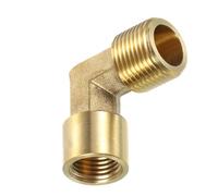 MACHSWON Raccord de tuyau mâle 3/8" vers femelle 1/4", coude en laiton à angle droit à 90 degrés, connecteur pour plomberie, air, gaz, carburant, huile, 31 x 31 mm