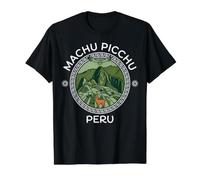 Machu Picchu Emblème du Pérou avec Lama Condor et terrasses incas T-Shirt Graphique avec Valeur, Homme, Noir, S