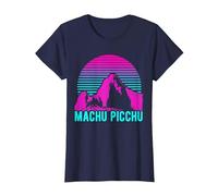 Machu Picchu Pérou Inca Rétro Vintage T-Shirt, Femme, Bleu Marine, M