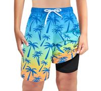 MaciRept Maillot de bain de compression pour garçons et adolescents, Palmier, 8 ans