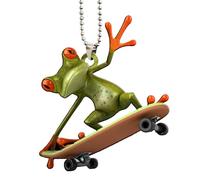 Maciun Porte-clés grenouille en acrylique - Pendentif grenouille en acrylique robuste pour portefeuille, sac ou sac de fête, Style 2 Trottinette Grenouille, 1
