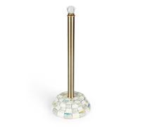 MACKENZIE-CHILDS Support dcoratif pour papier toilette en mail pour salle de bain Motif carreaux gris et blanc