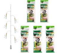 Mackerel Feather Rigs Pre Tied With Glow Beads Bionic Baits For Mackerel Pollock Herring 30pcs