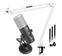 Mackie Microphone à condensateur USB EM-Carbon avec bras articulé Keepdrum Blanc