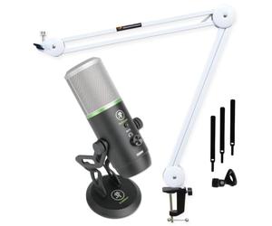 Mackie Microphone à condensateur USB EM-Carbon avec bras articulé Keepdrum Blanc