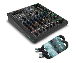 Mackie ProFX10v3+ Mixeur analogique 10 canaux Bluetooth Interface de table de mixage + 2 câbles Keepdrum XLR