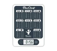 Mackie The Chef Food Scale Digital Kitchen Scale Easy Precision for Cooking Baking Meal Prep, Baking Conversion Table an American Co. Grey and White