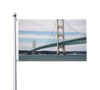 Mackinac Drapeau de jardin avec pont suspendu - 0,9 x 1,5 m - Double face - Ne se décolore pas - Bannière extérieure en laiton - Décoration pour cour, porche, pelouse