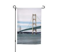 Mackinac Drapeau de jardin vertical double face avec pont suspendu 30,5 x 45,7 cm