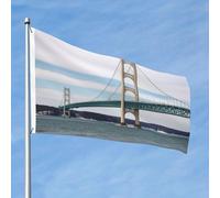 Mackinac Drapeau de pont suspendu double face sans décoloration avec bannière extérieure en laiton pour cour, porche, pelouse
