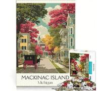 Mackinac Island Art Puzzle 1000 pièces | 50x75cm Jeu éducatif pour activités familiales avec des pièces de formes aléatoires entièrement emboîtables