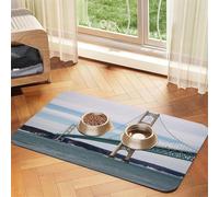 Mackinac Tapis de nourriture pour chien avec pont suspendu - 30,5 x 45,7 cm - Antidérapant et super absorbant - Passe au lave-vaisselle - Pour nourriture et eau - Joli tapis d'alimentation à séchage