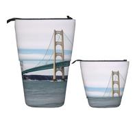 Mackinac Trousse à crayons télescopique Pop Up Papeterie Pont suspendu sur pied Trousse à crayons Mackinac Mackinac Jolie trousse à crayons Trousse à crayons Stand Up Trousse de maquillage Trousse de