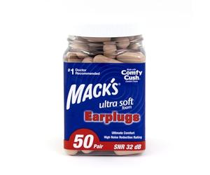 Mack's Lot de 50 paires de bouchons d'oreille en mousse ultra douce - SNR 32 dB - NRR le plus élevé, bouchons d'oreilles confortables pour dormir, ronflements, voyages, concerts, études, bruit fort