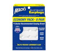 Mack's Lot de 8 paires de bouchons d'oreille en silicone souple pour dormir, ronfler, nager, voyager, faire des concerts et étudier | Fabriqué aux États-Unis