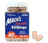 Mack's ThermaFit Lot de 40 paires de bouchons d'oreille confortables en mousse souple pour dormir, ronfler, travailler, voyager et événements bruyants, fabriqués aux États-Unis